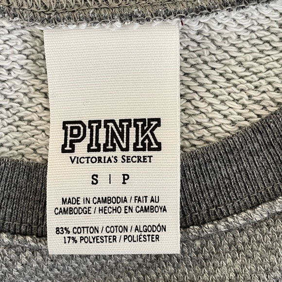 Victoria’s Secret Love Pink Gray “PINK” Graphic Pullover Sweatshirt Size Small - Picture 6 of 6